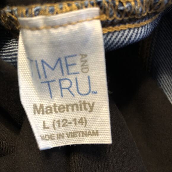 Time and Tru Maternity Large Straight Leg Jegging Comfort Belly Band Dark Denim - Picture 5 of 7
